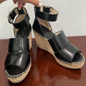 Zara Basic Collection, espadrille wedge, Black, Size 7.5/38